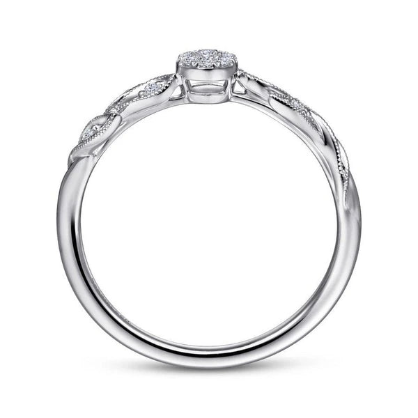 14K White Gold Floral Diamond Stackable Ring