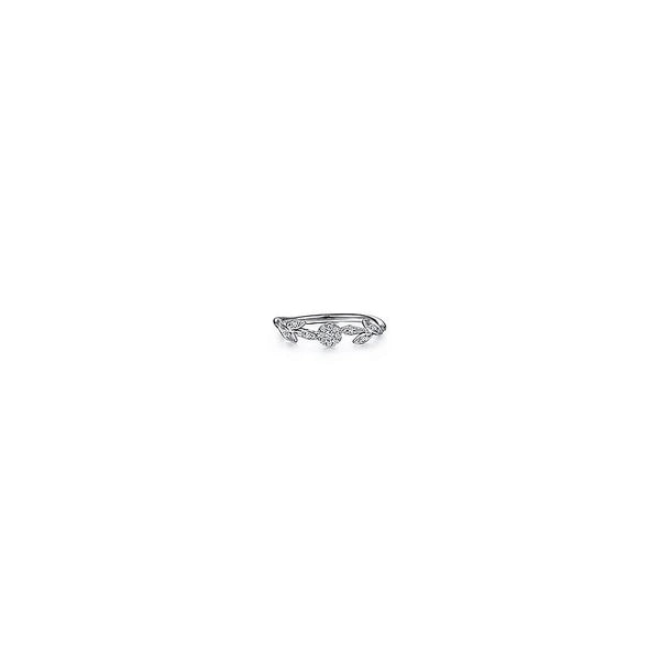 14K White Gold Floral Diamond Stackable Ring