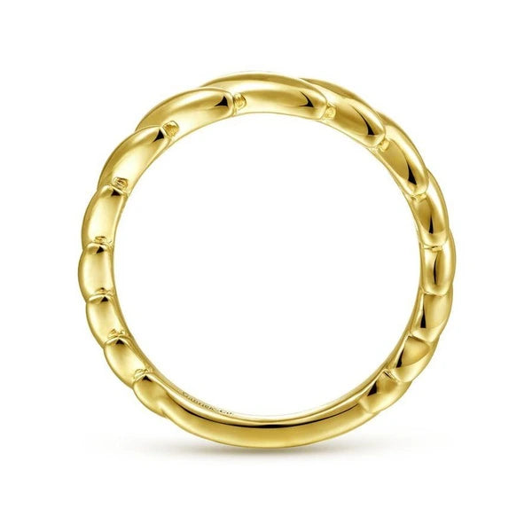 14K Yellow Gold Tilted Leaf Ring