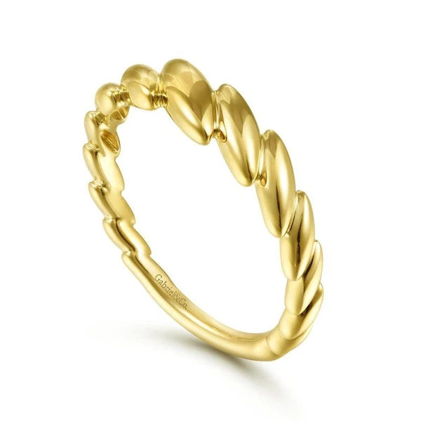 14K Yellow Gold Tilted Leaf Ring