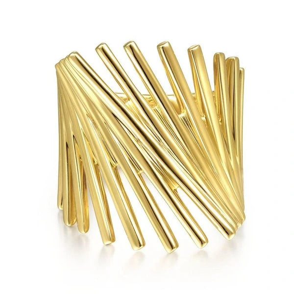 14K Yellow Gold Stacked Bar Cage Ring