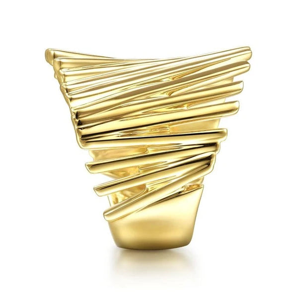 14K Yellow Gold Stacked Bar Cage Ring