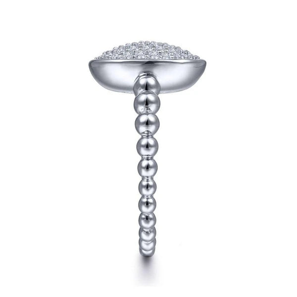 925 Sterling Silver Oval Ring with White Sapphire Pave