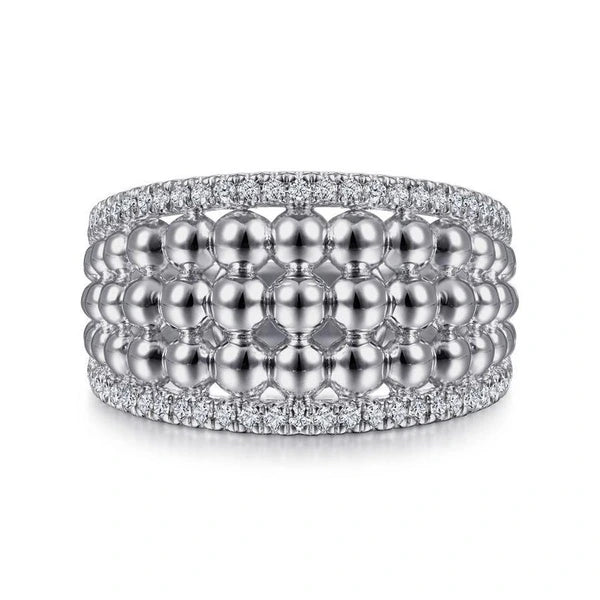 925 Sterling Silver White Sapphire Wide Bujukan Ring