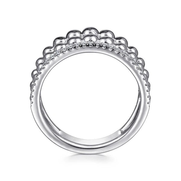 925 Sterling Silver White Sapphire Wide Bujukan Ring