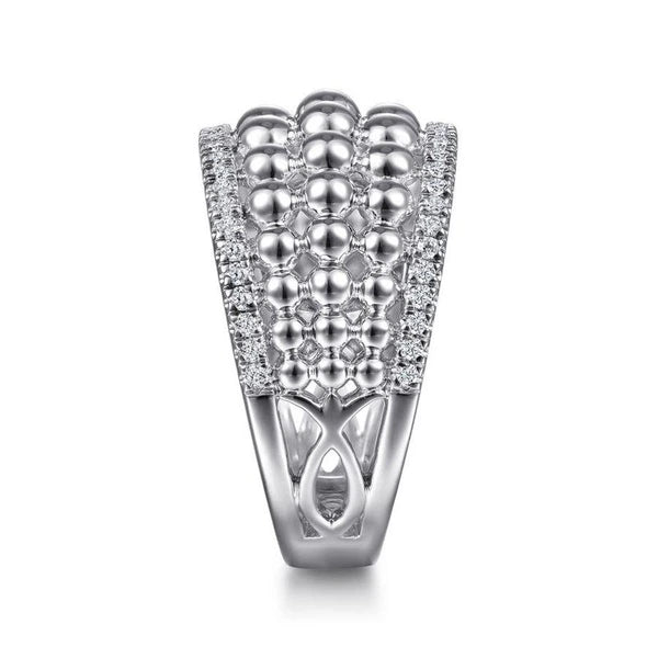 925 Sterling Silver White Sapphire Wide Bujukan Ring