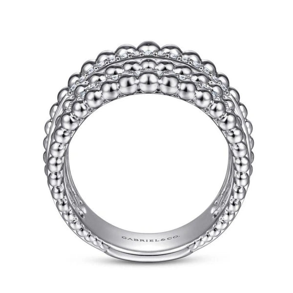 925 Sterling Silver White Sapphire Wide Bujukan Ring