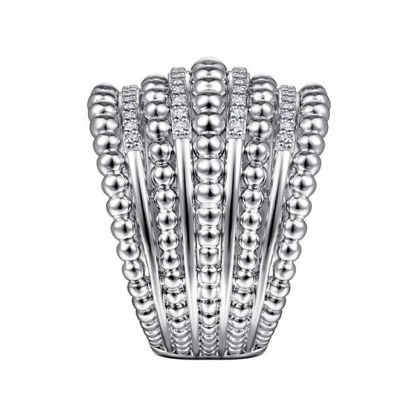 925 Sterling Silver White Sapphire Wide Bujukan Ring