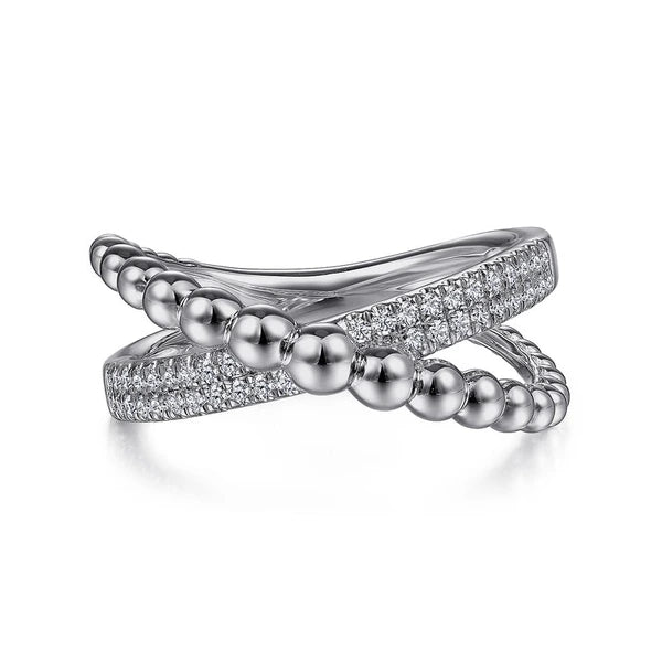 925 Sterling Silver White Sapphire Bujukan Criss Cross Ring