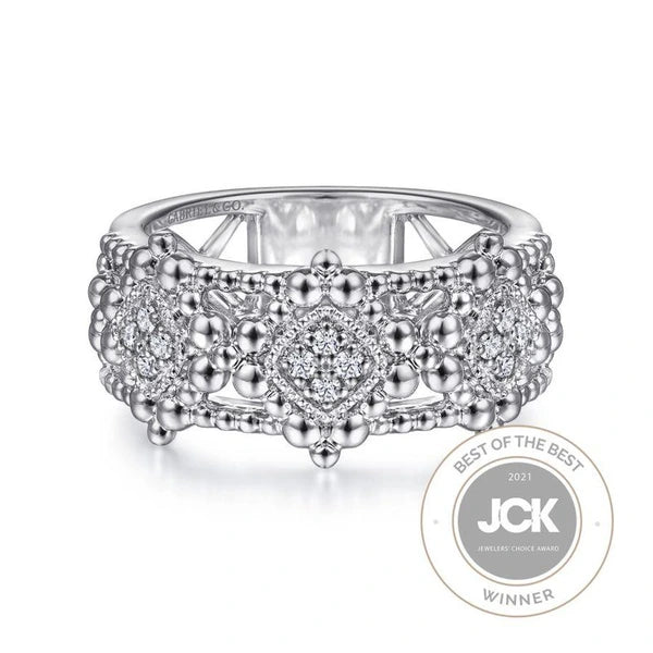 925 Sterling Silver White Sapphire Bujukan Ring