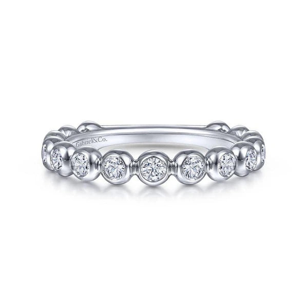 14K White Gold Bezel Set Diamond Ring Band