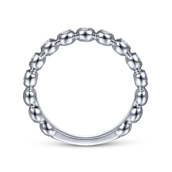 14K White Gold Bezel Set Diamond Ring Band