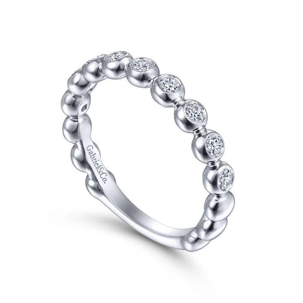 14K White Gold Bezel Set Diamond Ring Band