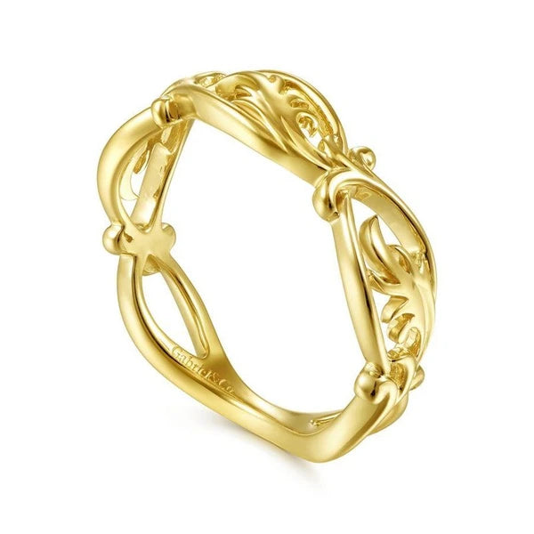 14K Yellow Gold Filigree Floral Ring