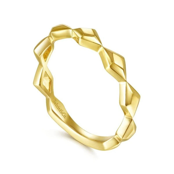 14K Yellow Gold  Rhombus Station Ring