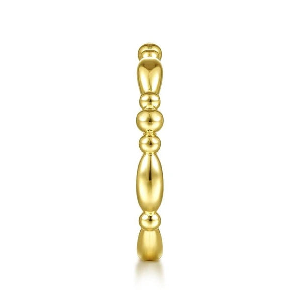 14K Yellow Gold Alternating Bar and Bujukan Bead Stackable Ring