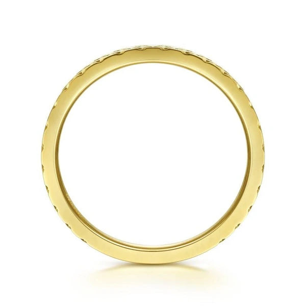 14K Yellow Gold Textured Checkered Stackable Ring