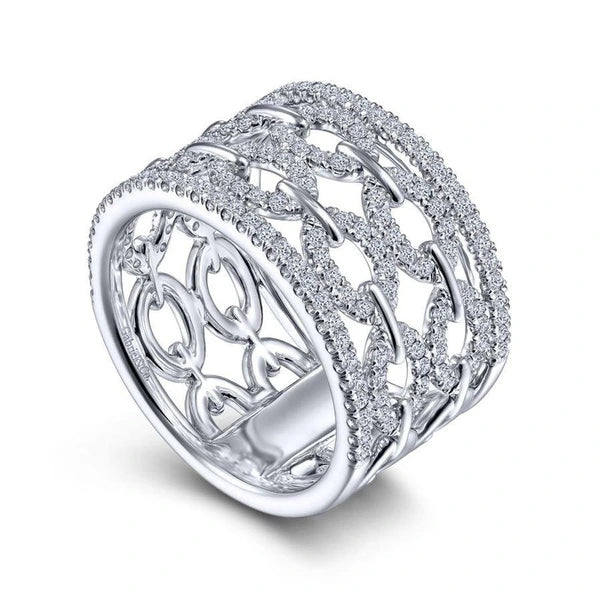 14K White Gold Diamond link Ring