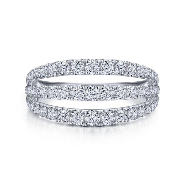 14K White Gold Three Row Diamond Ring