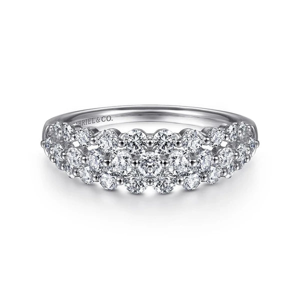 14K White Gold Multi Row Diamond Ring