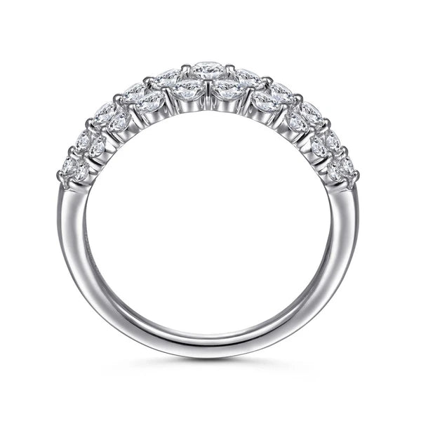 14K White Gold Multi Row Diamond Ring