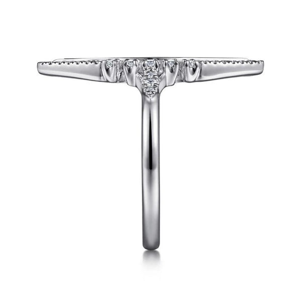 14K White Gold Diamond and Onyx Marquise Statement Ring