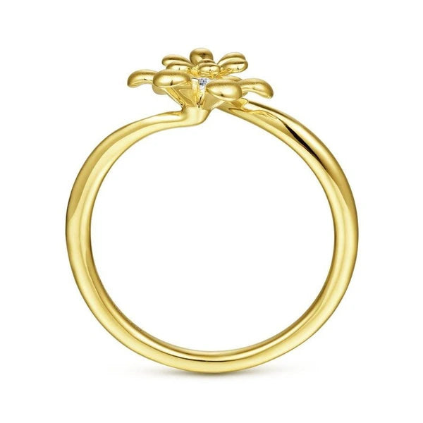 14K Yellow Gold Floral Diamond Ring