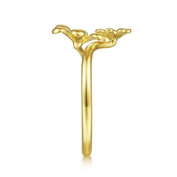 14K Yellow Gold Floral Diamond Ring