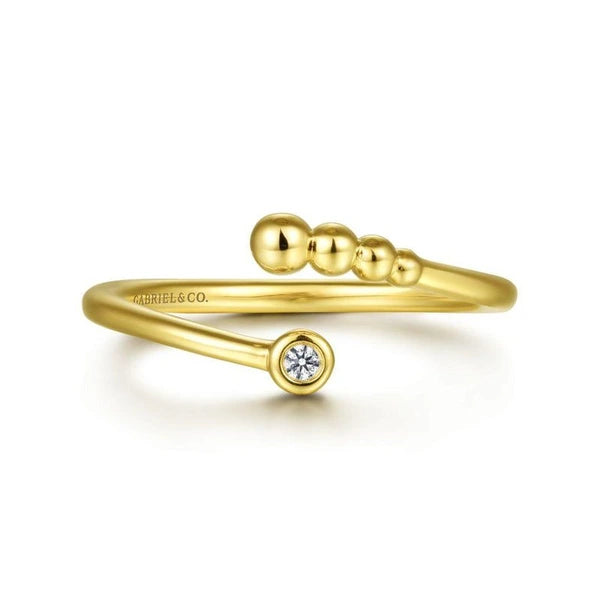 14K Yellow Gold Diamond Bujukan Bypass Open Ring