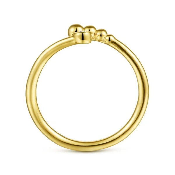 14K Yellow Gold Diamond Bujukan Bypass Open Ring