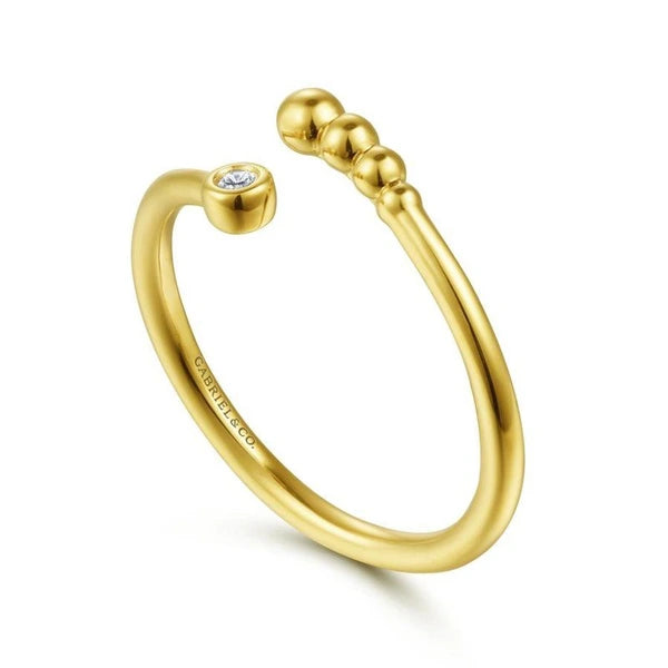 14K Yellow Gold Diamond Bujukan Bypass Open Ring