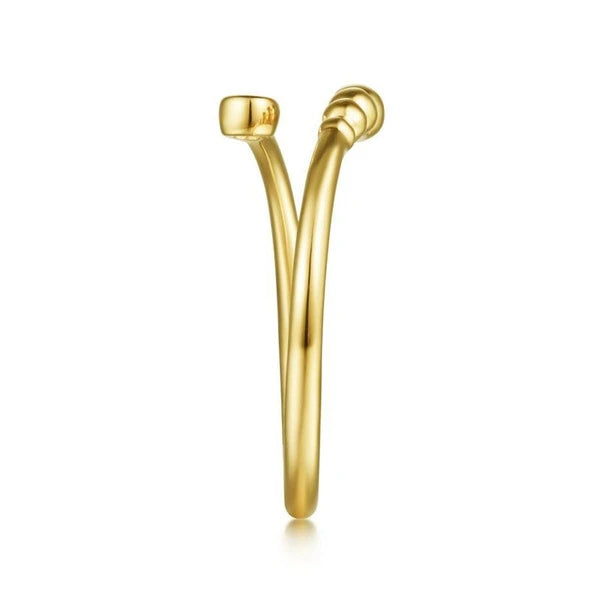 14K Yellow Gold Diamond Bujukan Bypass Open Ring