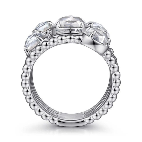 925 Sterling Silver Rock Crystal and White MOP Statement Bubble Ring