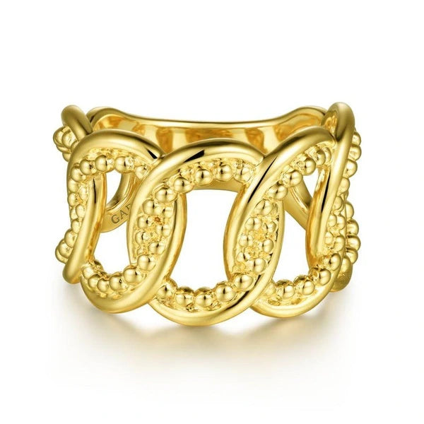 14K Yellow Gold Bujukan Intertwining Link Ring