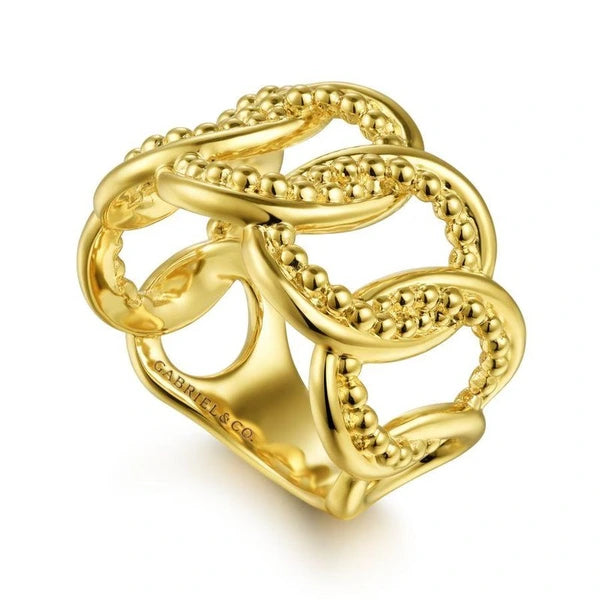 14K Yellow Gold Bujukan Intertwining Link Ring