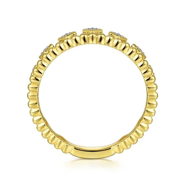 14K Yellow Gold Diamond Crown Ring