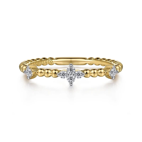 14K Yellow Gold Diamond Station Bujukan Stackable Ring