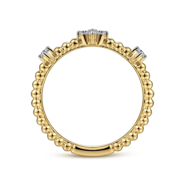 14K Yellow Gold Diamond Station Bujukan Stackable Ring