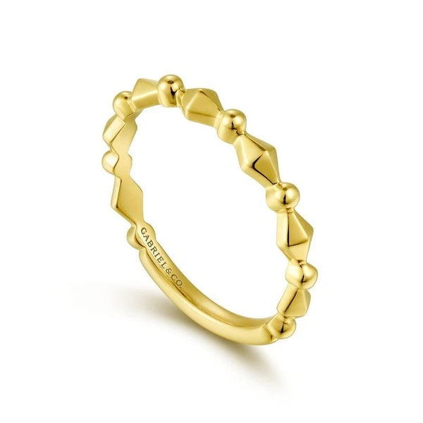 14K Yellow Gold Geometric Station Ring
