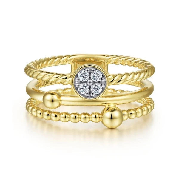 14K Yellow Gold Diamond and Twisted Rope Bujukan Ring