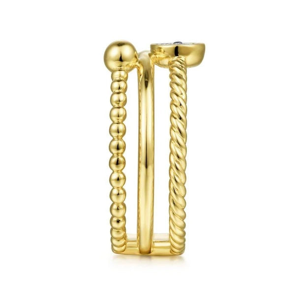 14K Yellow Gold Diamond and Twisted Rope Bujukan Ring