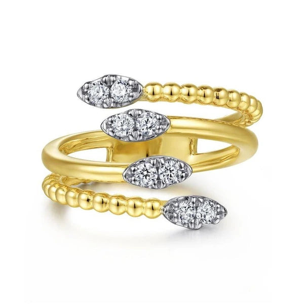 14K Yellow Gold Diamond Bujukan Bypass Ring