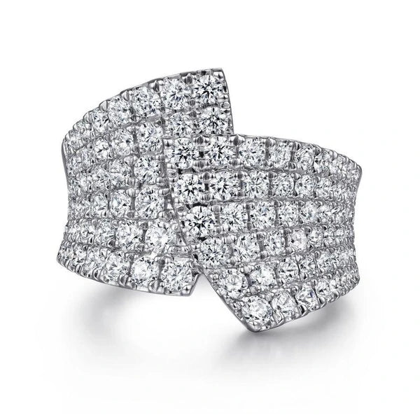 14K White Gold Diamond Pave' Wide band