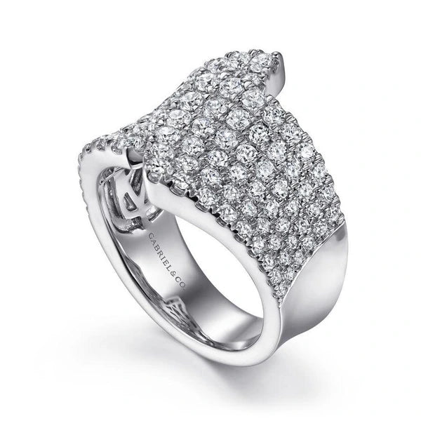 14K White Gold Diamond Pave' Wide band