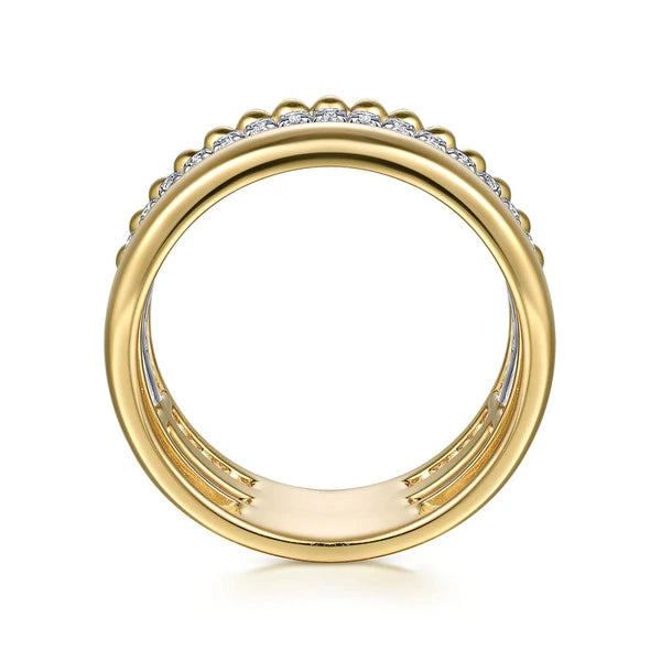 14K White-Yellow Gold Diamond Bujukan Easy Stackable Ring