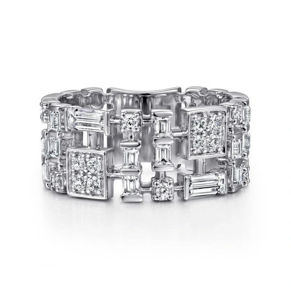 14K White Gold Wide Diamond Ring
