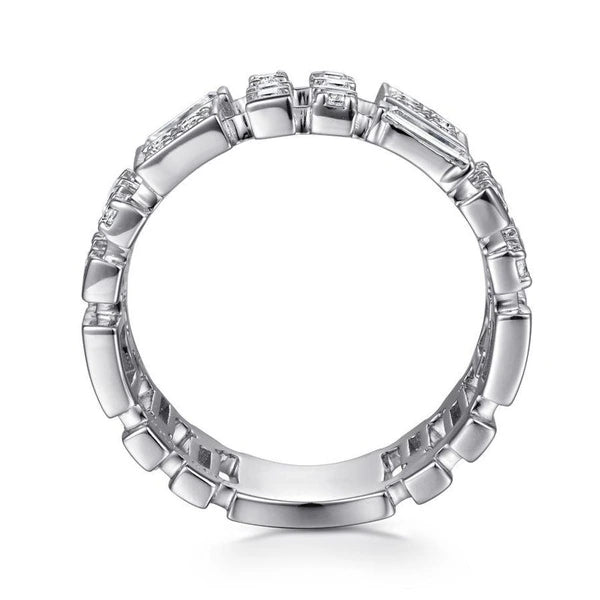 14K White Gold Wide Diamond Ring