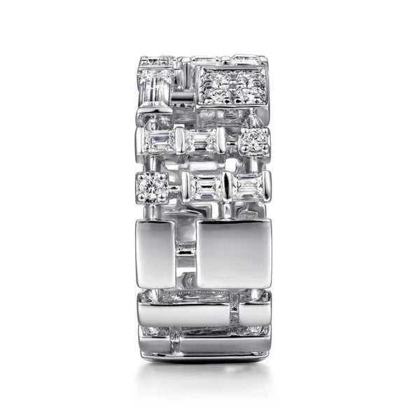 14K White Gold Wide Diamond Ring