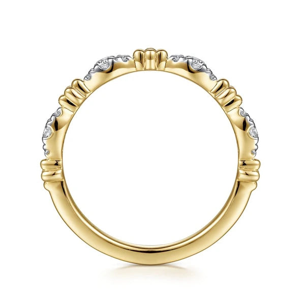 14K Yellow Gold Diamond Marquise Shape Bujukan Stackable Ring