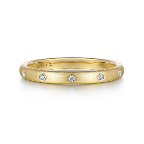 14K Yellow Gold Diamond Stackable Ladies Ring 